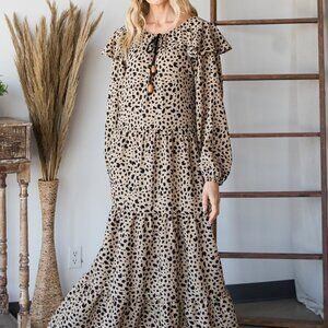 Brand New Ladies Dark Mocha Long Sleeve Bohemian Maxi Dress Size Small